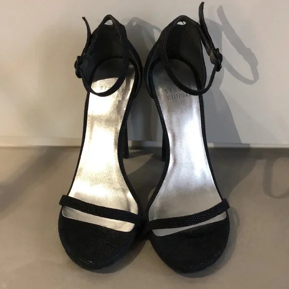 Stuart Weitzman Nudist Black Goosebump Napa Sandals - Picture 3 of 13